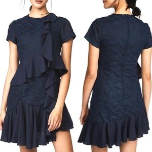 C/MEO COLLECTIVE Phase Short Sleeve Dress in Navy Size Women's Medium